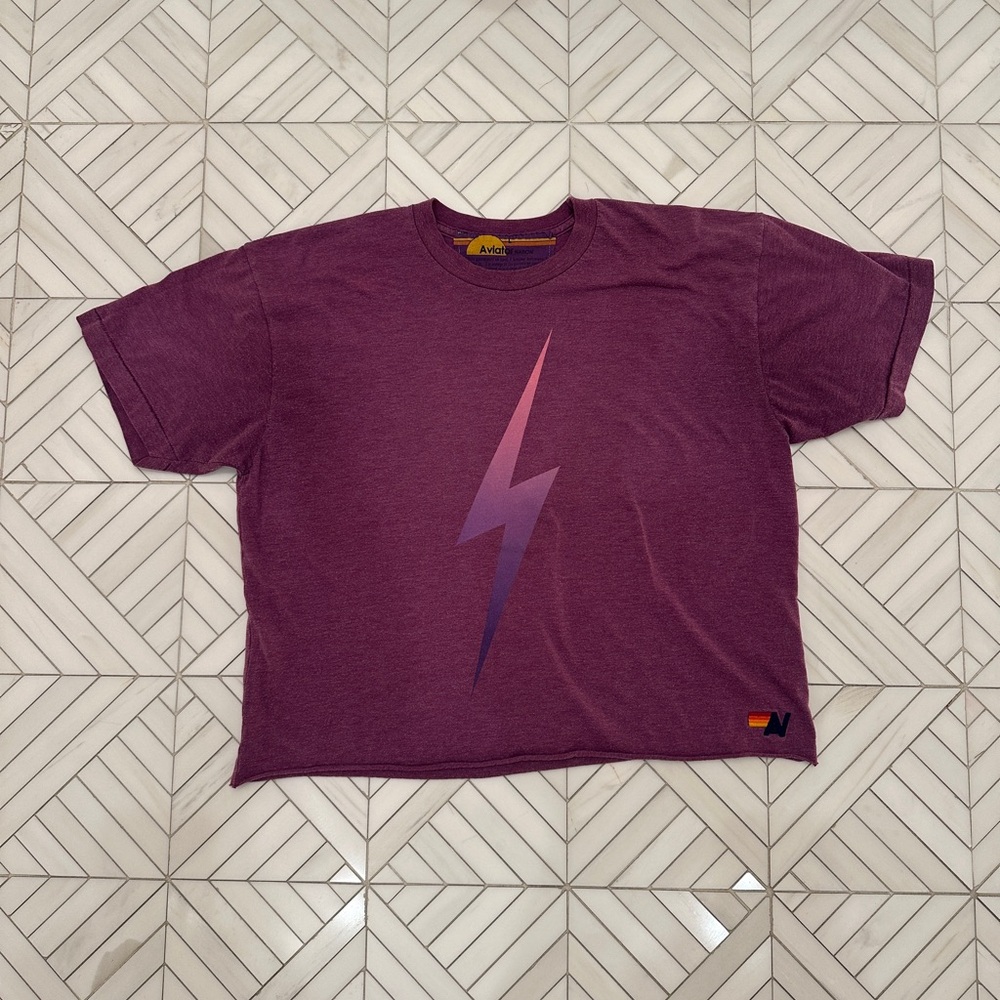 Aviator Nation Boyfriend Tee, Purple  - Size L